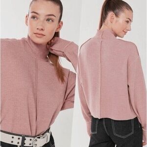 Urban Outfitters Charlie Sweater Rose Pink Slouchy Turtleneck Rib knit